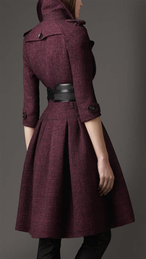 burberry full skirted tweed coat|Burberry coats for women.